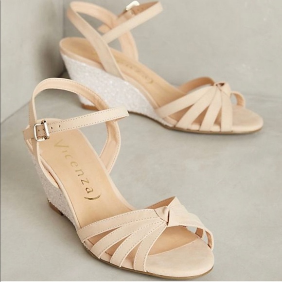 Anthropologie Shoes - NWT ANTHROPOLOGIE Vicenza Glitter Wedge Nobuck Ice